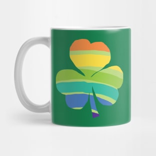 Rainbow Stripes Shamrock for St Patricks Day Mug